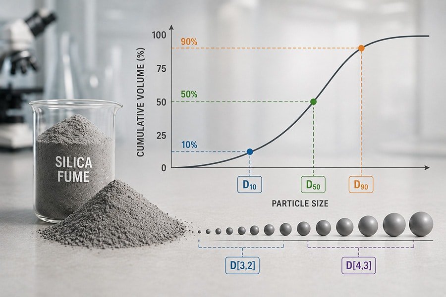 Silica Fume Particle Size Distribution: D10, D50, D90, D[3,2] and D[4,3 ...